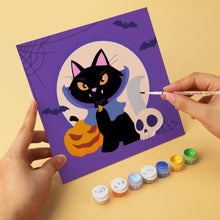 Laden Sie das Bild in den Galerie-Viewer, Mini Serie Malen nach Zahlen 20x20 cm (6 Stück) - Verspielte Halloween-Katzen
