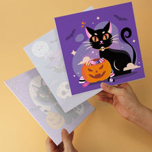 Laden Sie das Bild in den Galerie-Viewer, Mini Serie Malen nach Zahlen 20x20 cm (6 Stück) - Verspielte Halloween-Katzen