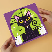 Laden Sie das Bild in den Galerie-Viewer, Mini Serie Malen nach Zahlen 20x20 cm (6 Stück) - Schwarze Katzen an Halloween