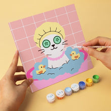 Laden Sie das Bild in den Galerie-Viewer, Mini Serie Malen nach Zahlen 20x20 cm (6 Stück) - Spa-Tag für Katzen 2