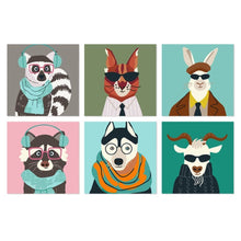 Laden Sie das Bild in den Galerie-Viewer, Mini Serie Malen nach Zahlen 20x20 cm (6 Stück) - Coole kleine Tiere Figured'Art