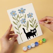 Laden Sie das Bild in den Galerie-Viewer, Mini Serie Malen nach Zahlen 15x20 cm (6 Stück) - Neugierige schwarze Katzen