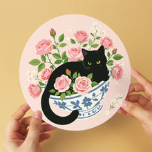 Laden Sie das Bild in den Galerie-Viewer, Mini Serie Malen nach Zahlen - Scheiben Ø20cm (6 Stück) - Schwarze Katze und Blumen