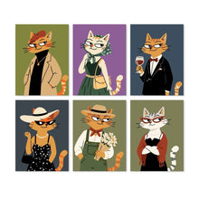 Laden Sie das Bild in den Galerie-Viewer, Mini Serie Malen nach Zahlen 15x20 cm (6 Stück) - Elegante Katzen Figured'Art
