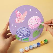 Laden Sie das Bild in den Galerie-Viewer, Mini Serie Malen nach Zahlen - Scheiben Ø20cm (6 Stück) - Pastellschmetterlinge 2