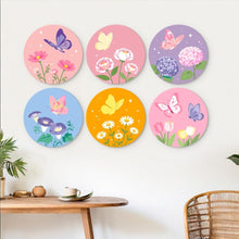 Laden Sie das Bild in den Galerie-Viewer, Mini Serie Malen nach Zahlen - Scheiben Ø20cm (6 Stück) - Pastellschmetterlinge 2