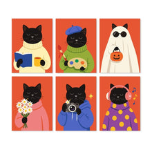 Laden Sie das Bild in den Galerie-Viewer, Mini Serie Malen nach Zahlen 15x20 cm (6 Stück) - Eine Katze, viele Stimmungen Figured'Art
