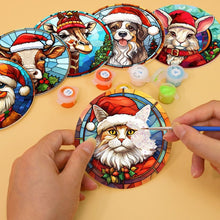 Laden Sie das Bild in den Galerie-Viewer, Malen nach Zahlen 10 cm Untersetzer (6 Stück) - Weihnachtstiere