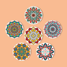 Laden Sie das Bild in den Galerie-Viewer, Malen nach Zahlen 15 cm Untersetzer (6 Stück) - Bunte Untersetzer Mandala