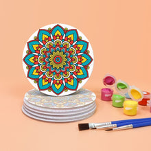 Laden Sie das Bild in den Galerie-Viewer, Malen nach Zahlen 10 cm Untersetzer (6 Stück) - Bunte Untersetzer Mandala