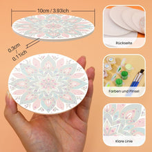 Laden Sie das Bild in den Galerie-Viewer, Malen nach Zahlen 10 cm Untersetzer (6 Stück) - Bunte Untersetzer Mandala