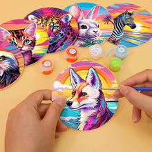 Laden Sie das Bild in den Galerie-Viewer, Malen nach Zahlen 10 cm Untersetzer (6 Stück) - Pop Art Wildtiere
