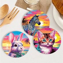 Laden Sie das Bild in den Galerie-Viewer, Malen nach Zahlen 10 cm Untersetzer (6 Stück) - Pop Art Wildtiere