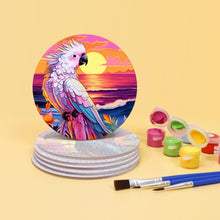 Laden Sie das Bild in den Galerie-Viewer, Malen nach Zahlen 10 cm Untersetzer (6 Stück) - Lebhafte Tropische Vögel