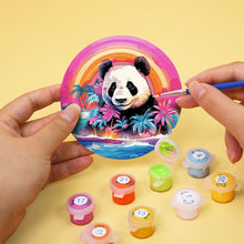 Laden Sie das Bild in den Galerie-Viewer, Malen nach Zahlen 10 cm Untersetzer (6 Stück) - Wildtier-Serie mit Panda, Waschbär und Robbe