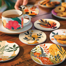 Laden Sie das Bild in den Galerie-Viewer, Malen nach Zahlen 10 cm Untersetzer (6 Stück) - Modernes Botanisches Design