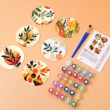 Laden Sie das Bild in den Galerie-Viewer, Malen nach Zahlen 10 cm Untersetzer (6 Stück) - Modernes Botanisches Design