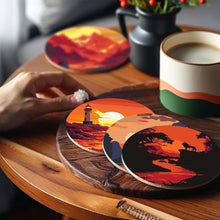 Laden Sie das Bild in den Galerie-Viewer, Malen nach Zahlen 10 cm Untersetzer (6 Stück) - Sonnenuntergangsszene
