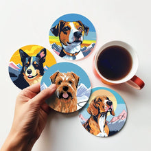 Laden Sie das Bild in den Galerie-Viewer, Malen nach Zahlen 10 cm Untersetzer (6 Stück) - Niedliche Hunde