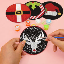 Laden Sie das Bild in den Galerie-Viewer, Malen nach Zahlen 10 cm Untersetzer (4 Stück) - Kreatives Weihnachtsgeschenk