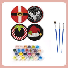Laden Sie das Bild in den Galerie-Viewer, Malen nach Zahlen 10 cm Untersetzer (4 Stück) - Kreatives Weihnachtsgeschenk