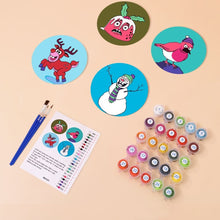 Laden Sie das Bild in den Galerie-Viewer, Malen nach Zahlen 10 cm Untersetzer (4 Stück) - Kreatives Weihnachtsgeschenk 1