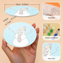 Laden Sie das Bild in den Galerie-Viewer, Malen nach Zahlen 10 cm Untersetzer (4 Stück) - Kreatives Weihnachtsgeschenk 1