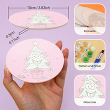 Laden Sie das Bild in den Galerie-Viewer, Malen nach Zahlen 10 cm Untersetzer (4 Stück) - Kreatives Weihnachtsgeschenk 2