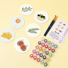 Laden Sie das Bild in den Galerie-Viewer, Malen nach Zahlen 10cm Untersetzer (6 Stück) - Mediterrane Aromen