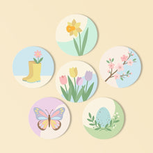 Laden Sie das Bild in den Galerie-Viewer, Malen nach Zahlen 10cm Untersetzer (6 Stück) - Frühlingsblüten Figured'Art