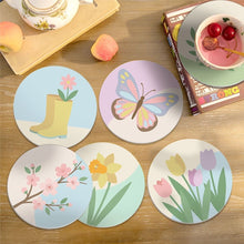 Laden Sie das Bild in den Galerie-Viewer, Malen nach Zahlen 10cm Untersetzer (6 Stück) - Frühlingsblüten