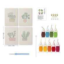 Laden Sie das Bild in den Galerie-Viewer, Punch Needle Set (4 Stück) mit Rahmen - Botanische Stimmung