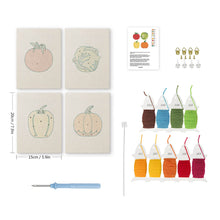 Laden Sie das Bild in den Galerie-Viewer, Punch Needle Set (4 Stück) mit Rahmen - Frisches Gemüse Kollektion