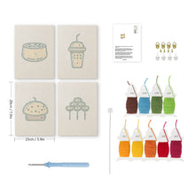 Laden Sie das Bild in den Galerie-Viewer, Punch Needle Set (4 Stück) mit Rahmen - Bäckerei Köstlichkeiten