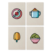 Laden Sie das Bild in den Galerie-Viewer, Punch Needle Set (4 Stück) mit Rahmen​ - Mini-Lebensmittel-Icons Figured'Art
