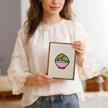 Laden Sie das Bild in den Galerie-Viewer, Punch Needle Set (4 Stück) mit Rahmen - Mini-Lebensmittel-Icons