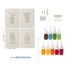 Laden Sie das Bild in den Galerie-Viewer, Punch Needle Set (4 Stück) mit Rahmen - Kleine Sukkulenten Töpfe 2
