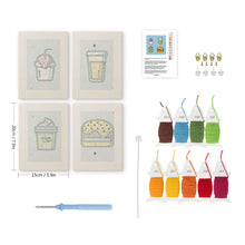 Laden Sie das Bild in den Galerie-Viewer, Punch Needle Set (4 Stück) mit Rahmen - Foodie Favoriten