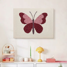 Laden Sie das Bild in den Galerie-Viewer, Punch Needle mit Rahmen - Rosa Schmetterling