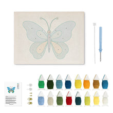 Laden Sie das Bild in den Galerie-Viewer, Punch Needle mit Rahmen - Blauer Schmetterling