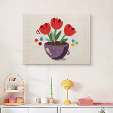 Laden Sie das Bild in den Galerie-Viewer, Punch Needle mit Rahmen - Bunte Tulpen