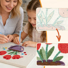 Laden Sie das Bild in den Galerie-Viewer, Punch Needle mit Rahmen - Bunte Tulpen