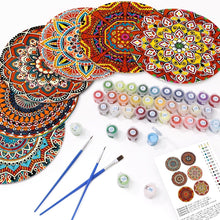 Laden Sie das Bild in den Galerie-Viewer, Malen nach Zahlen 20 cm Tischsets (6 Stück) - Böhmische Mandala Rund