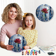 Laden Sie das Bild in den Galerie-Viewer, Malen nach Zahlen Uhr - Verzauberte Rose