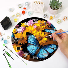 Laden Sie das Bild in den Galerie-Viewer, Malen nach Zahlen Uhr - Schmetterlinge &amp; Blumen