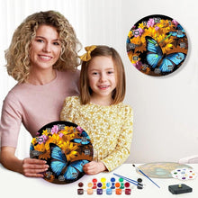 Laden Sie das Bild in den Galerie-Viewer, Malen nach Zahlen Uhr - Schmetterlinge &amp; Blumen
