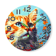 Laden Sie das Bild in den Galerie-Viewer, Malen nach Zahlen Uhr - Neugierige Katze