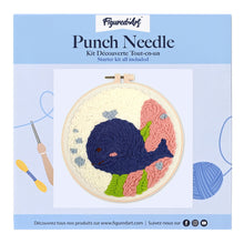 Laden Sie das Bild in den Galerie-Viewer, Punch Needle Lächelnder Blauer Wal