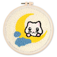 Laden Sie das Bild in den Galerie-Viewer, Punch Needle set Katze auf dem Mond