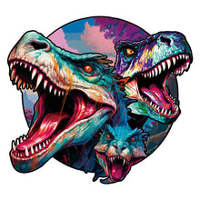 Laden Sie das Bild in den Galerie-Viewer, 2D Holzpuzzle – Zwilling Dinosaurier und Eidechse